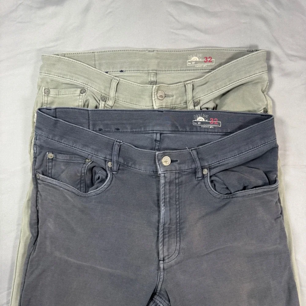 Lot of 2 Faherty Stretch Terry 5-Pocket Pant Mens 32 (31x31) Slim Straight - Picture 1 of 16
